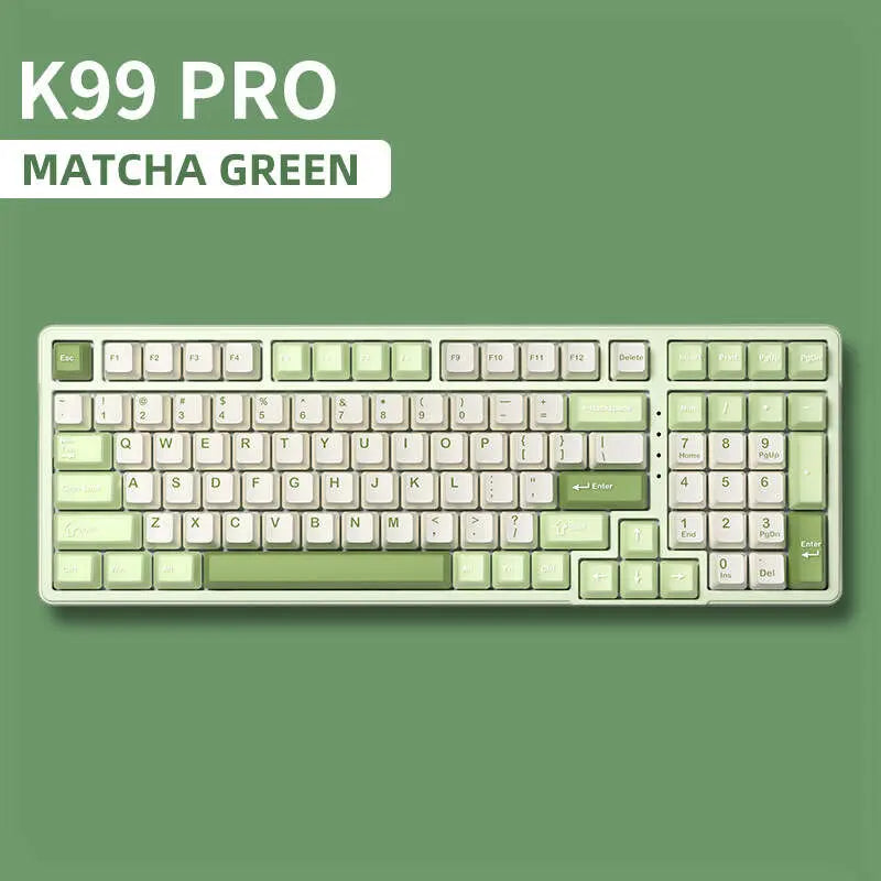 FURYCUBE K99 Pro Wireless Creamy Mechanical Keyboard Bluetooth / 2.4G 3 Modes Side Engraved Gaming Keyboard for Laptop Computer 99 Keys RGB PBT Keycaps 3/5 Pin Hot-Swappable,Cream Sound,Keyboard Designed for Career Women Tiktokshopspringglowup
