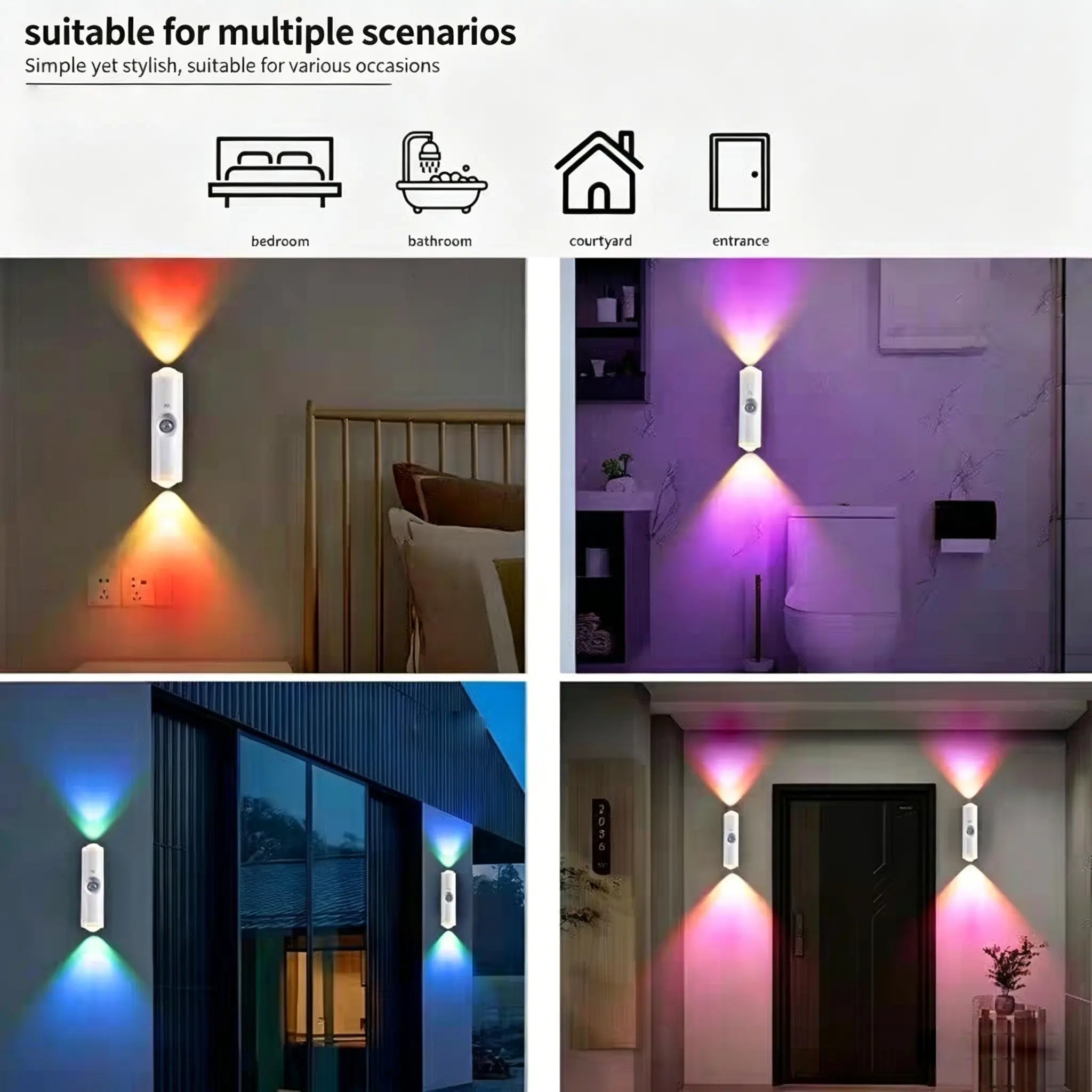 “Buy One Get One Free – Rechargeable Smart LED Night Light with Motion Sensor – RGB Gradient Ambient Lighting, Dimmable Wall Lamp, Stick Anywhere Magnetic Design, Long Battery Life & Auto-On Mode, Ideal for Bedroom, Stairs, Entryway & Holiday Decor