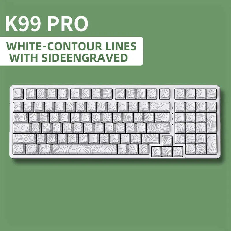 FURYCUBE K99 Pro Wireless Creamy Mechanical Keyboard Bluetooth / 2.4G 3 Modes Side Engraved Gaming Keyboard for Laptop Computer 99 Keys RGB PBT Keycaps 3/5 Pin Hot-Swappable,Cream Sound,Keyboard Designed for Career Women Tiktokshopspringglowup