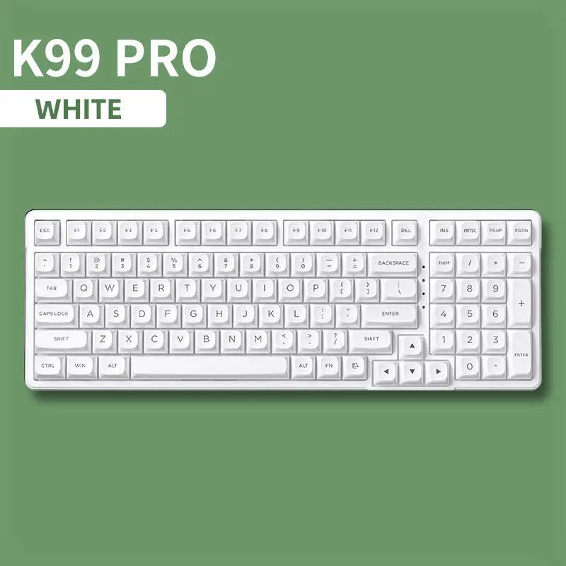 FURYCUBE K99 Pro Wireless Creamy Mechanical Keyboard Bluetooth / 2.4G 3 Modes Side Engraved Gaming Keyboard for Laptop Computer 99 Keys RGB PBT Keycaps 3/5 Pin Hot-Swappable,Cream Sound,Keyboard Designed for Career Women Tiktokshopspringglowup