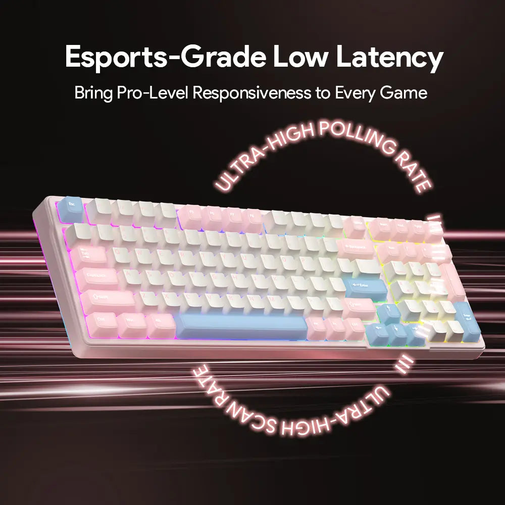 FURYCUBE K99 Pro Wireless Creamy Mechanical Keyboard Bluetooth / 2.4G 3 Modes Side Engraved Gaming Keyboard for Laptop Computer 99 Keys RGB PBT Keycaps 3/5 Pin Hot-Swappable,Cream Sound,Keyboard Designed for Career Women Tiktokshopspringglowup