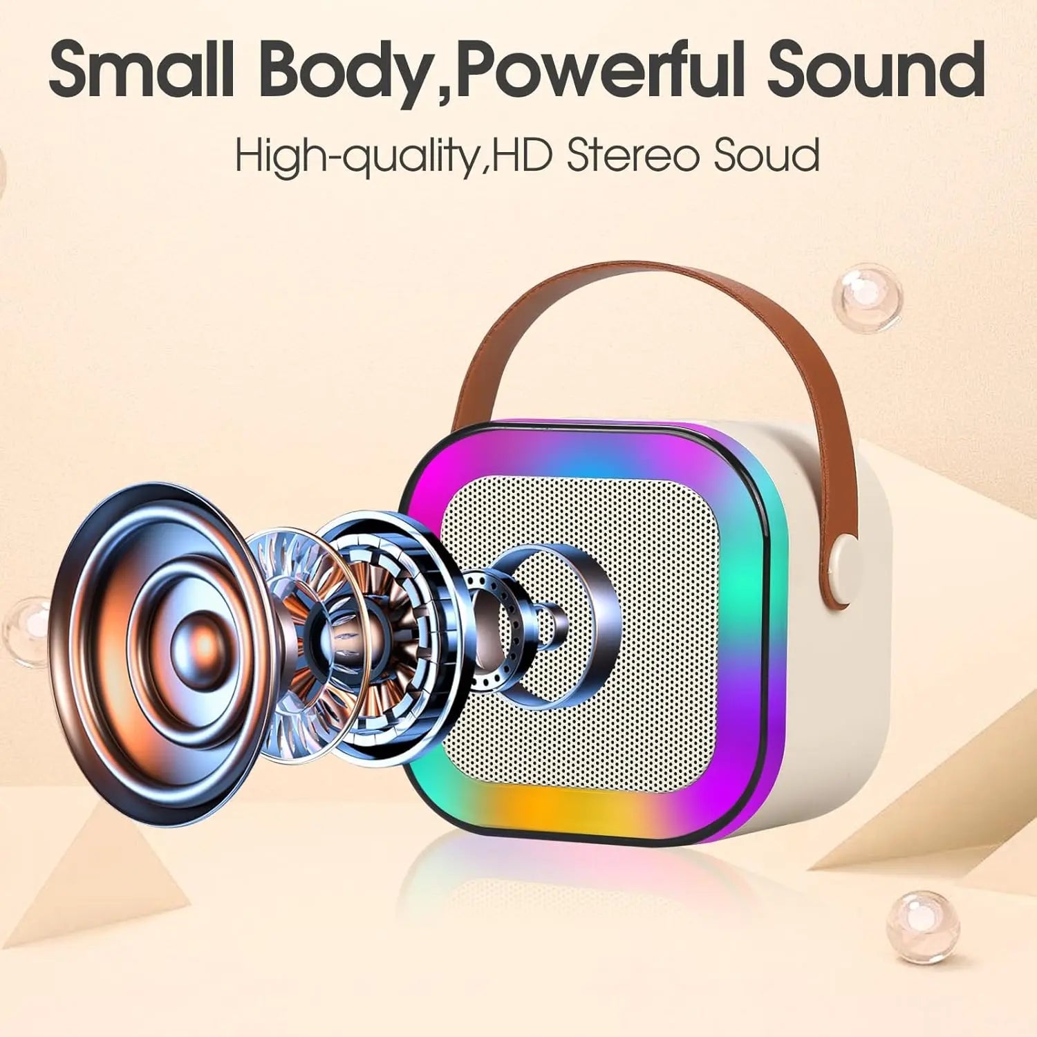 Mini Karaoke Machine with 2 Microphones, Wireless BT Speaker,Bluetooth Speaker with LED Nightlight, Bluetooth Party Pink Karaoke