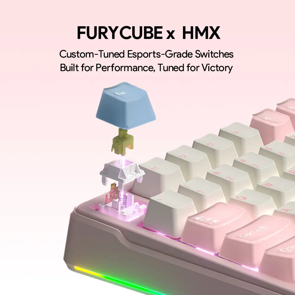FURYCUBE K99 Pro Wireless Creamy Mechanical Keyboard Bluetooth / 2.4G 3 Modes Side Engraved Gaming Keyboard for Laptop Computer 99 Keys RGB PBT Keycaps 3/5 Pin Hot-Swappable,Cream Sound,Keyboard Designed for Career Women Tiktokshopspringglowup