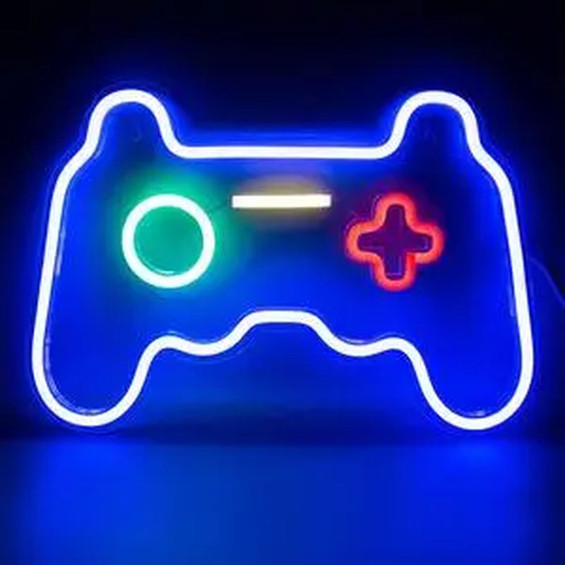 ROSNEK Acrylic LED Neon Game Controller Sign, 200Cm Usb-Powered Lights with Wall Mount, Ambient Night Lights for Gamer Man Cave, Bedroom Home Decor Accessory