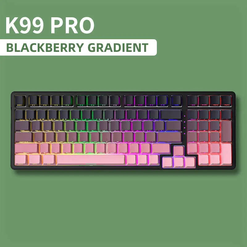 FURYCUBE K99 Pro Wireless Creamy Mechanical Keyboard Bluetooth / 2.4G 3 Modes Side Engraved Gaming Keyboard for Laptop Computer 99 Keys RGB PBT Keycaps 3/5 Pin Hot-Swappable,Cream Sound,Keyboard Designed for Career Women Tiktokshopspringglowup