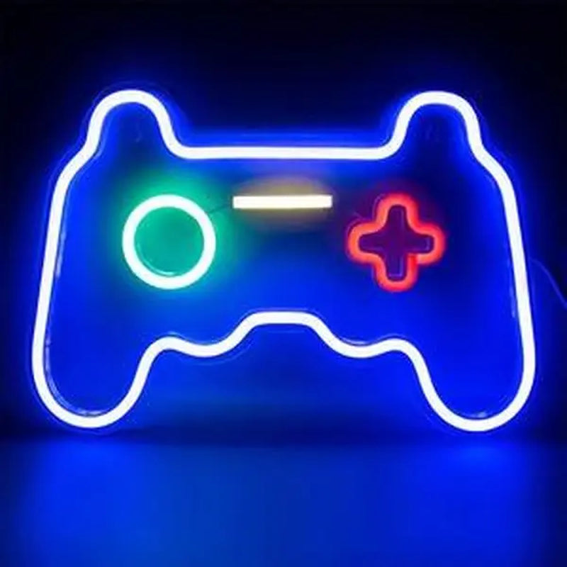 ROSNEK Acrylic LED Neon Game Controller Sign, 200Cm Usb-Powered Lights with Wall Mount, Ambient Night Lights for Gamer Man Cave, Bedroom Home Decor Accessory