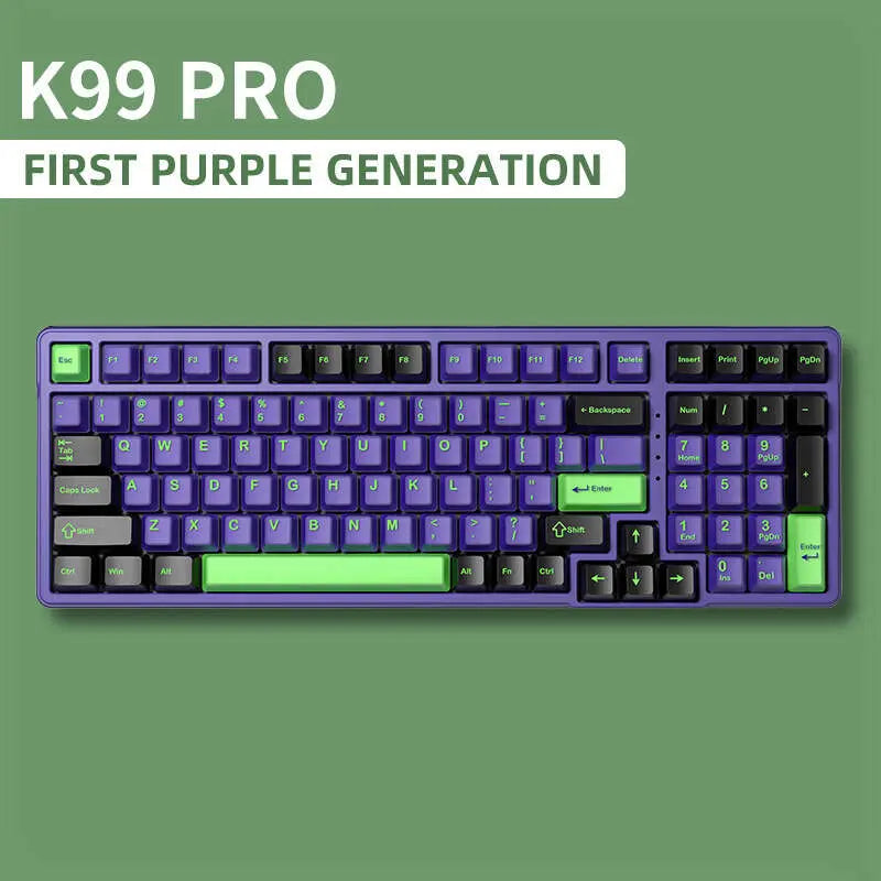 FURYCUBE K99 Pro Wireless Creamy Mechanical Keyboard Bluetooth / 2.4G 3 Modes Side Engraved Gaming Keyboard for Laptop Computer 99 Keys RGB PBT Keycaps 3/5 Pin Hot-Swappable,Cream Sound,Keyboard Designed for Career Women Tiktokshopspringglowup